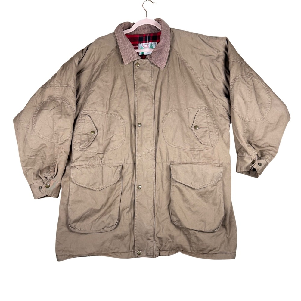 Vintage Scandia Woods by Blair Mens 3XL Tan Barn Jacket Plaid Lined Field Coat
